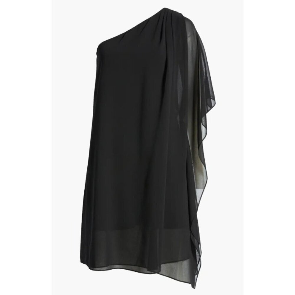 Kobi Halperin Sabrina Black Chiffon One Shoulder Cocktail Dress SZ S NWT $398 - Picture 5 of 5